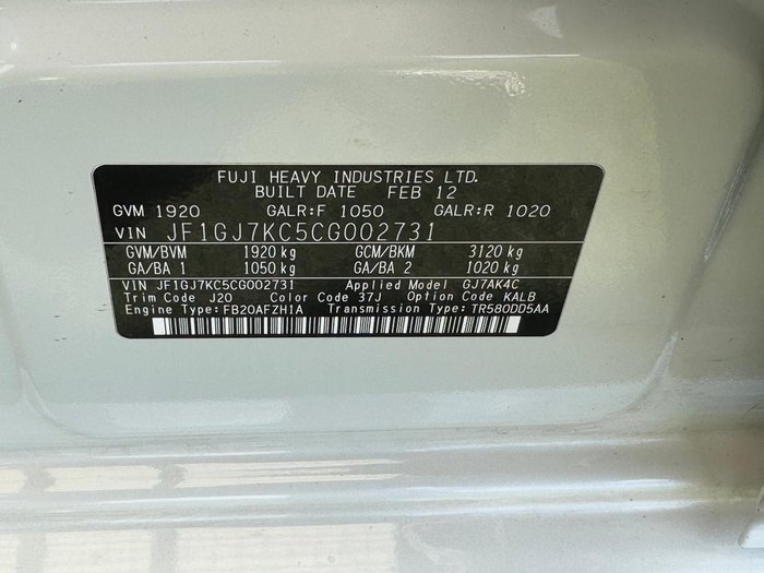 2012 Subaru Impreza 2.0i