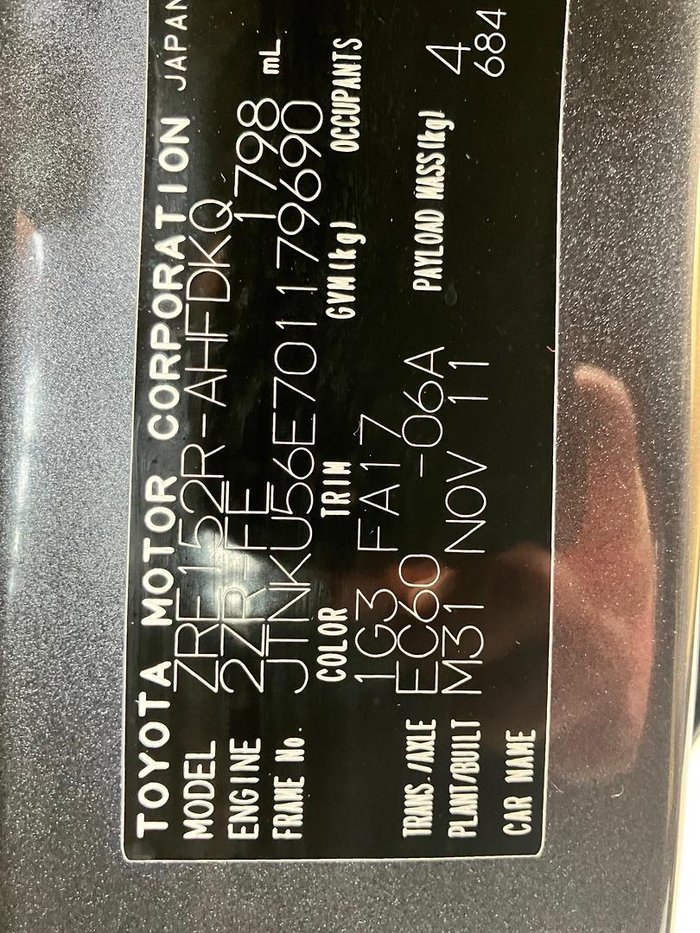 2011 Toyota Corolla Ascent ZRE152R MY11 Graphite