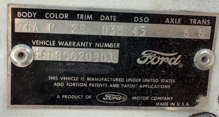 1965 Ford Mustang (No Series) Wimbledon White