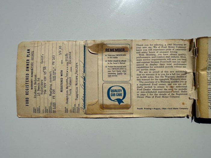 1965 Ford Mustang (No Series) Wimbledon White