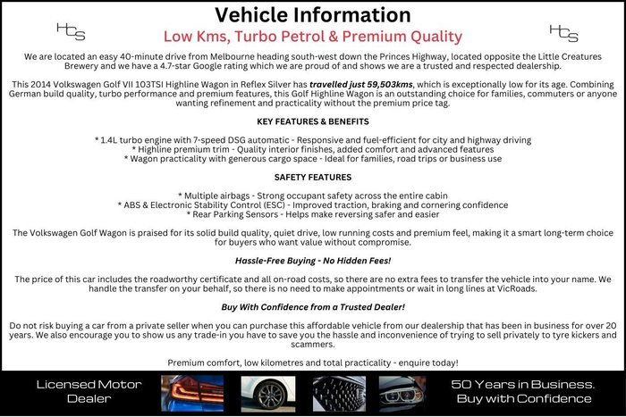 2014 Volkswagen Golf 103TSI Highline 7 MY14 Reflex Silver