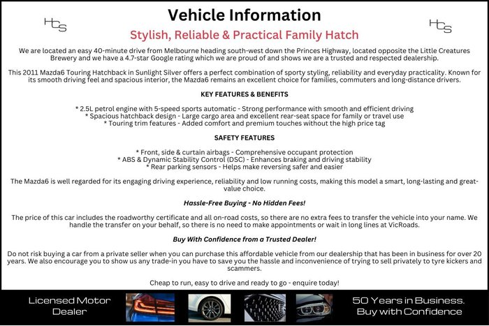 2011 Mazda 6 Touring GH Series 2 MY12 Sunlight Silver