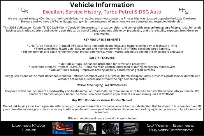 2018 Volkswagen Caddy TSI220 2KN MY19 Candy White