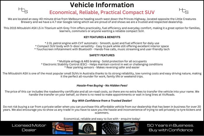 2015 Mitsubishi ASX LS XB MY15.5 Titanium