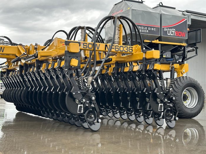 0 SERAFIN ULTISOW NARROW FOLD SINGLE DISC SEEDER NEW YELLOW