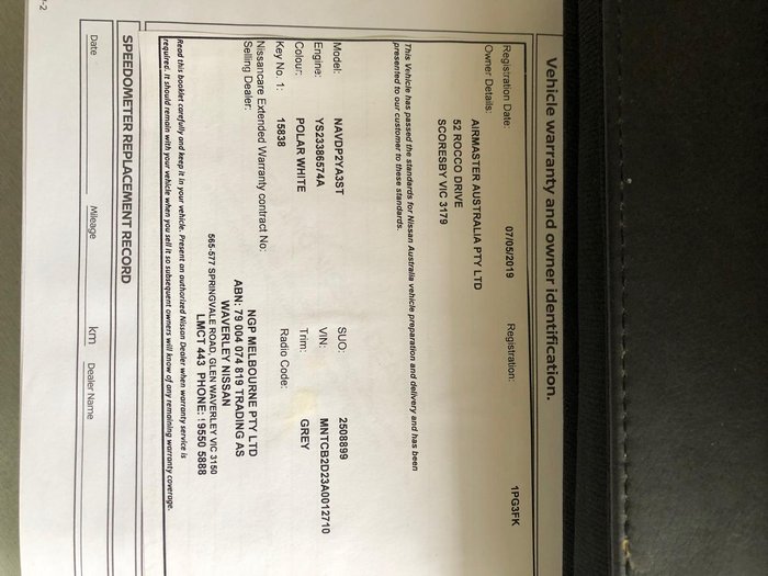 2018 Nissan Navara ST D23 Series 3 4x2 Polar White