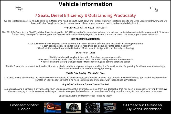 2018 Kia Sorento Si UM MY18 AWD Silky Silver