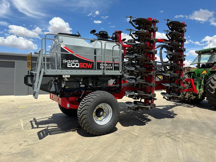 0 SERAFIN ECOSOW SINGLE DISC NARROWFOLD SEEDER WITH BALDAN UNITS USED RED
