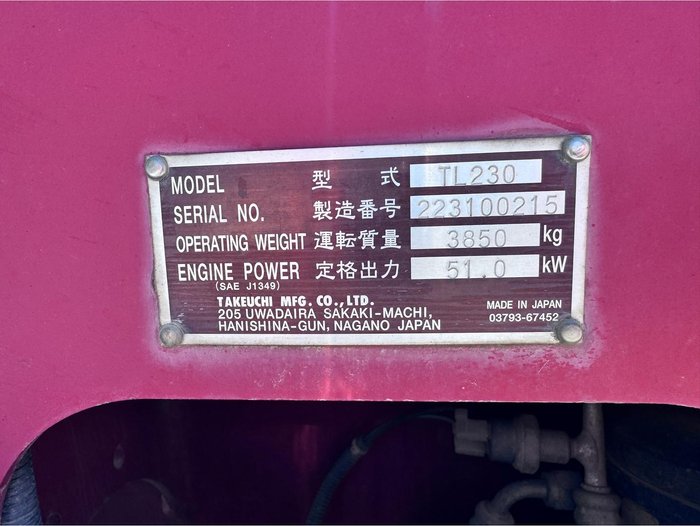 Takeuchi Skid Steer Tl230