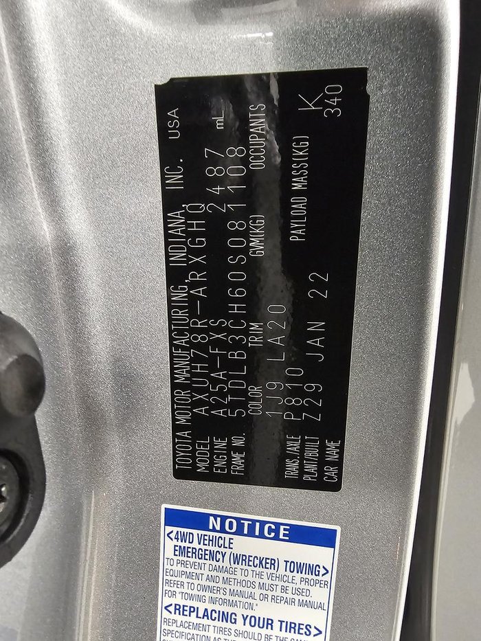 2022 Toyota Kluger Grande AXUH78R 4X4 On Demand Silver Storm