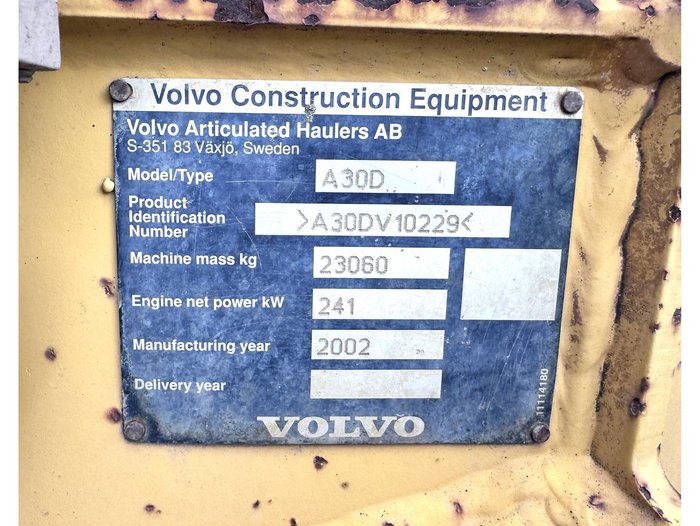2002 Volvo A30d