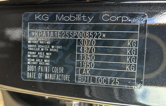 2025 KGM Musso EV 2WD Black Edge