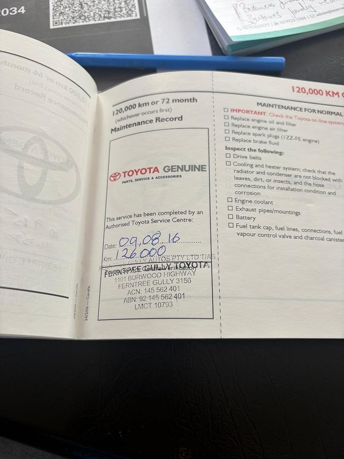 2006 Toyota Corolla Conquest ZZE122R Blue Mica