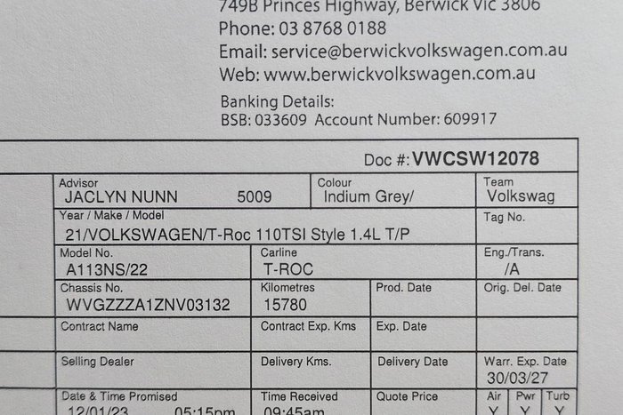 2021 Volkswagen T-Roc 110TSI Style