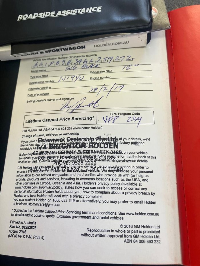 2016 Holden Commodore SV6 Black VF Series II MY16 Slipstream Blue