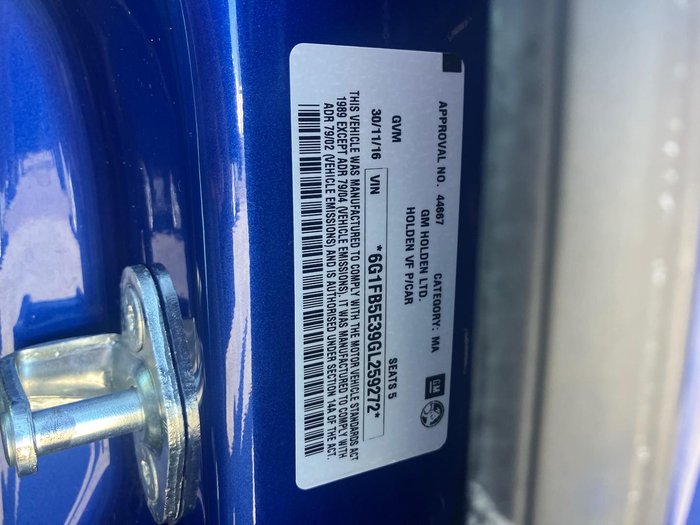 2016 Holden Commodore SV6 Black VF Series II MY16 Slipstream Blue