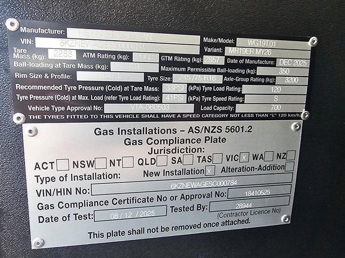 2025 New Age Caravans Manta Ray Mr19er My26