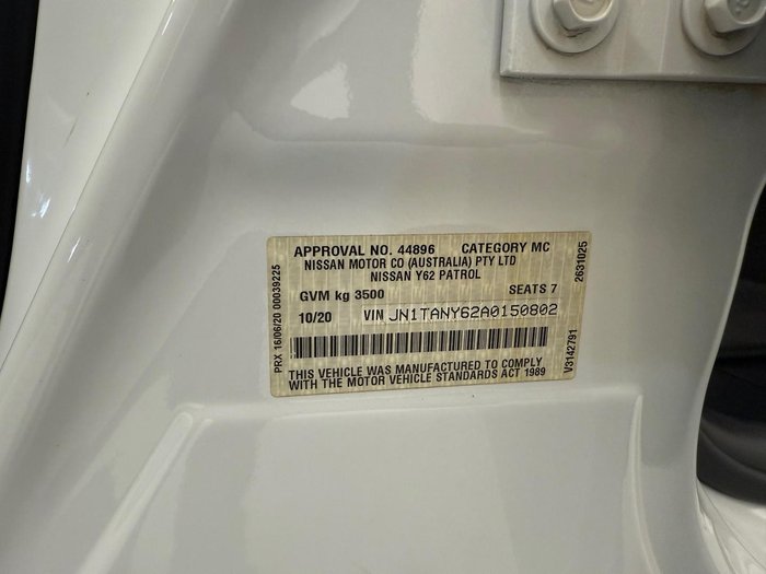 2020 Nissan Patrol Ti-L Y62 Series 5 MY20 4X4 Dual Range Moonstone White