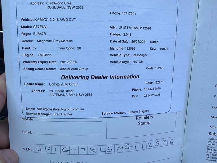 2020 Subaru XV 2.0i-S