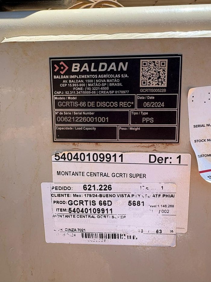 0 Baldan Gcrti Super 66 Plate Folding Tandem Disc Used