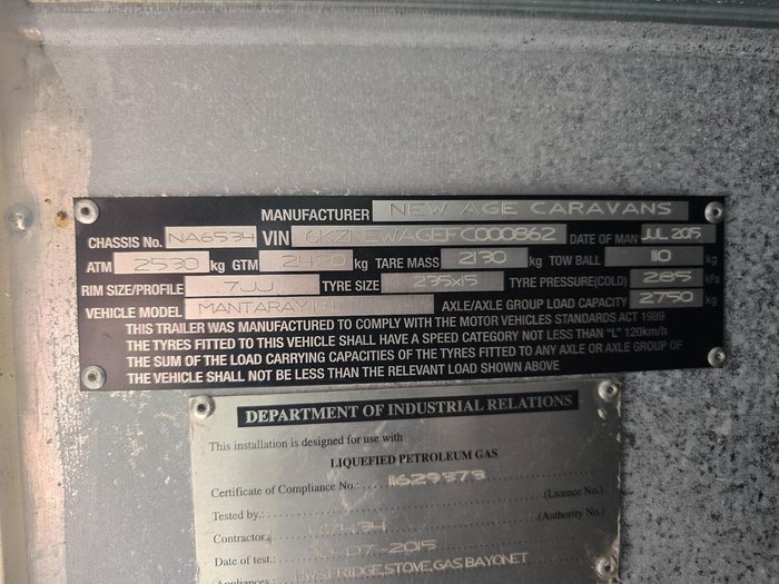 2015 New Age Caravans Manta Ray