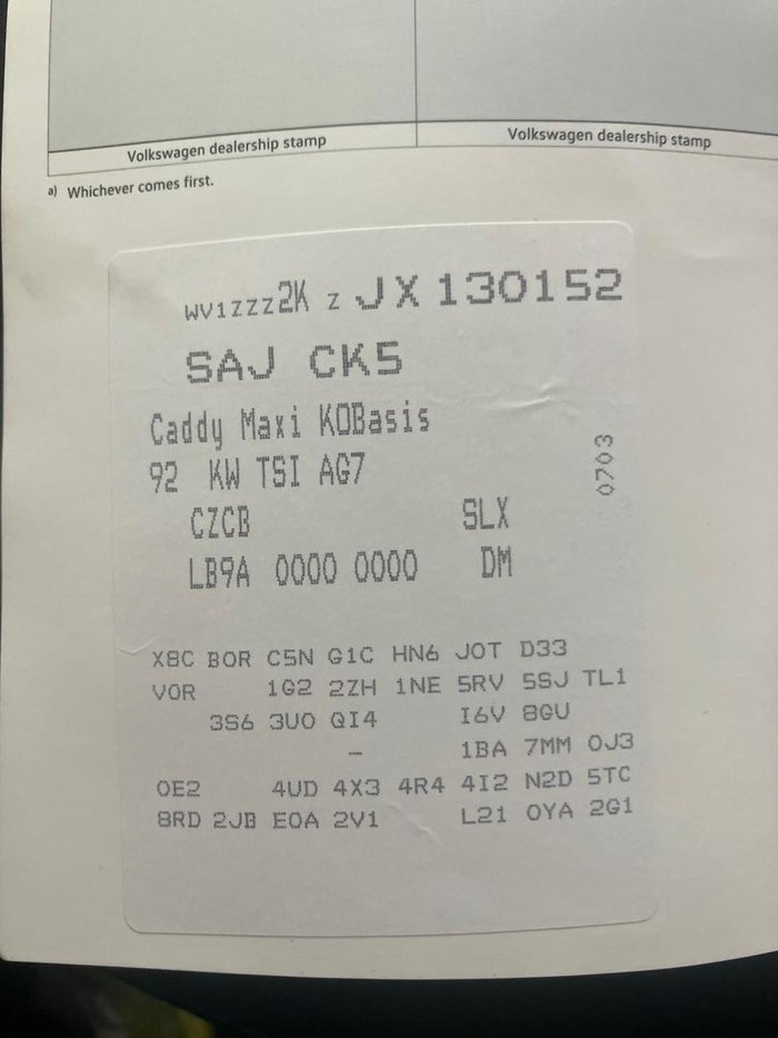 2018 Volkswagen Caddy TSI220 2KN MY18 Candy White