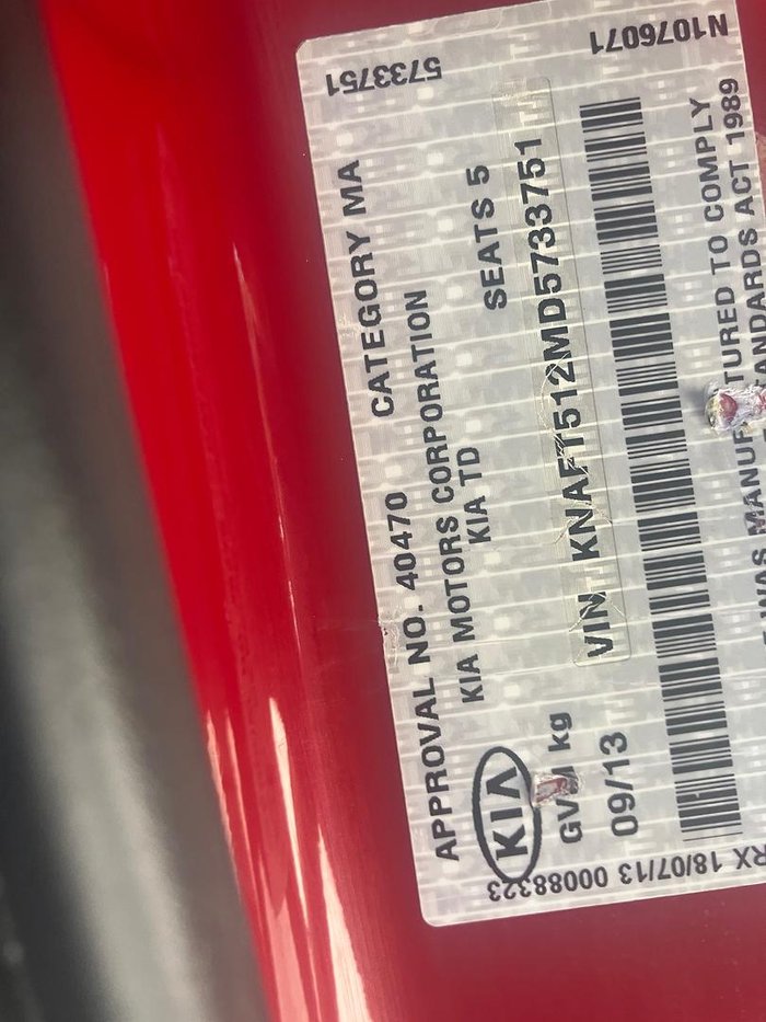 2013 Kia Cerato Si TD MY13 Temptation Red