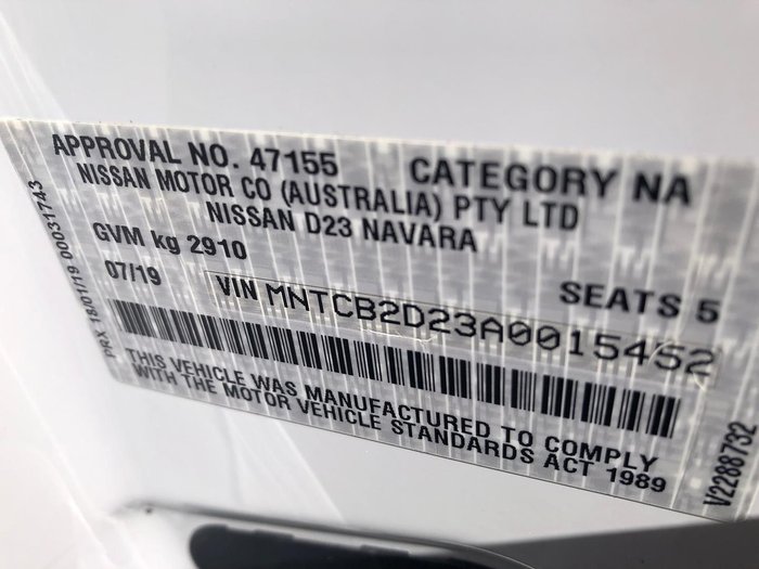 2019 Nissan Navara RX D23 Series 3 4x2 Polar White