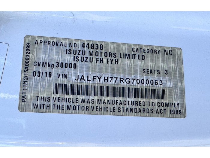 2016 Isuzu Fh Fy