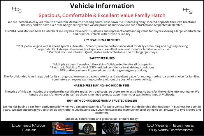 2014 Ford Mondeo LX MC Midnight Sky