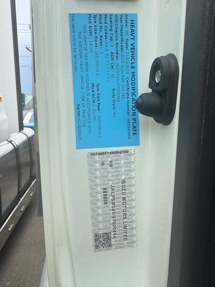 2025 Isuzu F Series FSR 140/120-260 AT R66