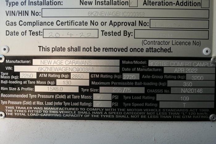 2022 New Age Caravans Road Owl Ro21be Bunks Ensuite