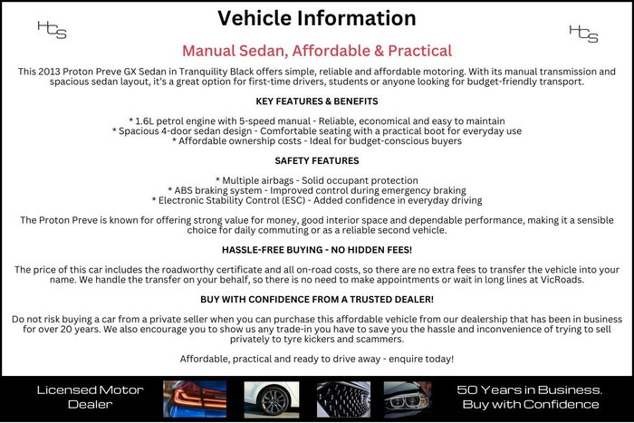 2013 Proton Preve GX CR MY13 Tranquility Black