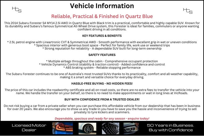 2014 Subaru Forester 2.5i S4 MY14 AWD Quartz Blue