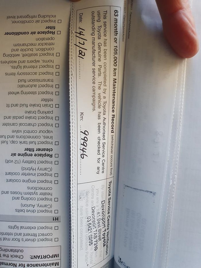 2017 Toyota Camry Atara SL ASV50R Silver Pearl