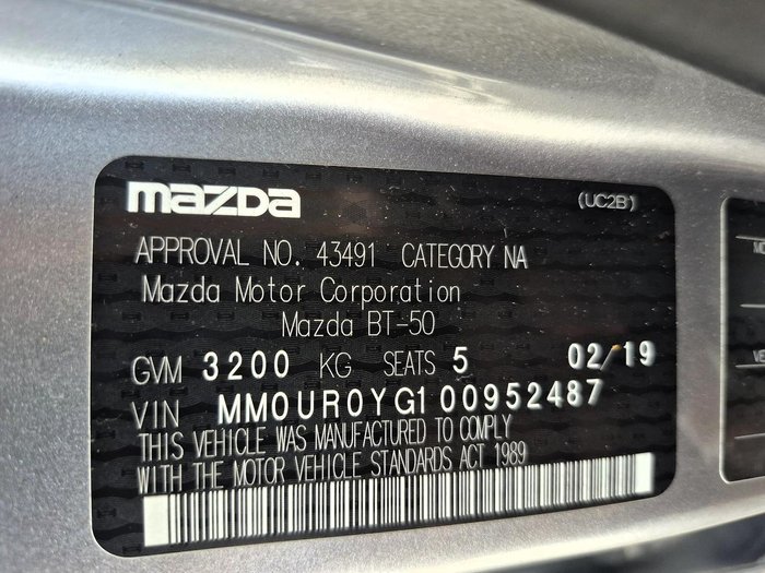 2019 Mazda BT-50 GT UR 4X4 Dual Range Aluminium