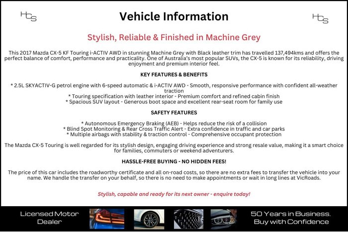 2017 Mazda CX-5 Touring KF Series AWD Machine Grey