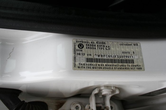 2012 SKODA Fabia Limited Edition 5JF MY13 Candy White