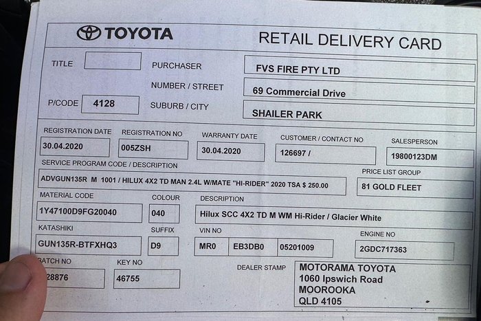 2020 Toyota Hilux Workmate Hi-Rider
