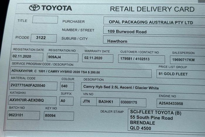 2020 Toyota Camry Ascent