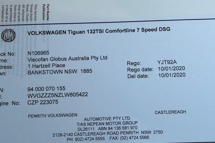 2019 Volkswagen Tiguan 132TSI Comfortline