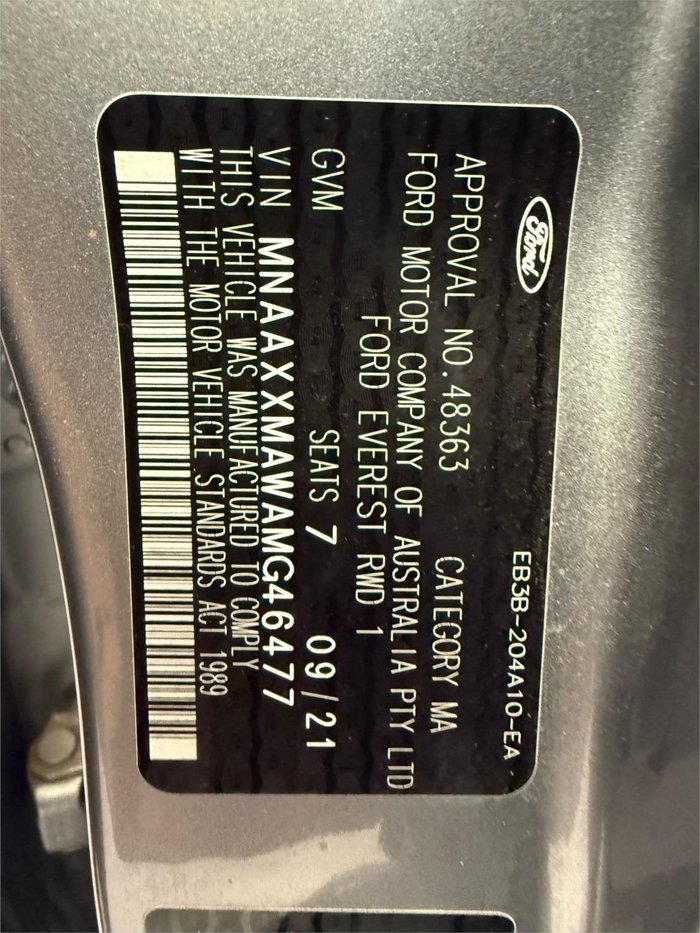 2021 Ford Everest Ambiente