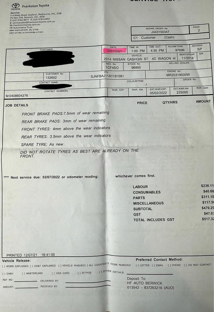 2014 Nissan QASHQAI ST J11 Pearl Black