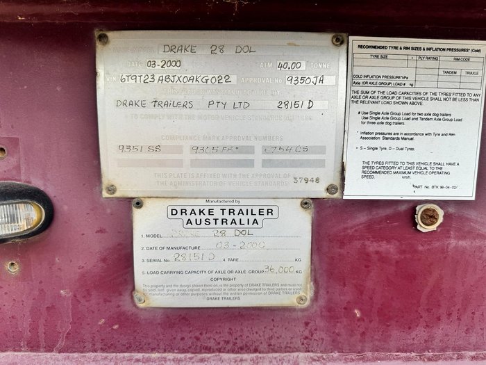 2005 Drake Trailer Australia Quad Axle Low Loader O.D