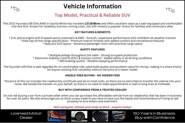2012 Hyundai ix35 Elite LM MY12 AWD Vanilla White