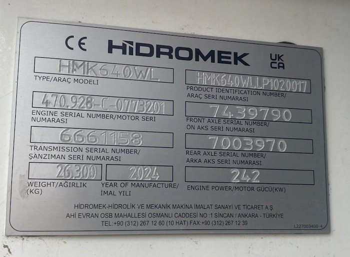 2024 Hidromek Hmk640wl White