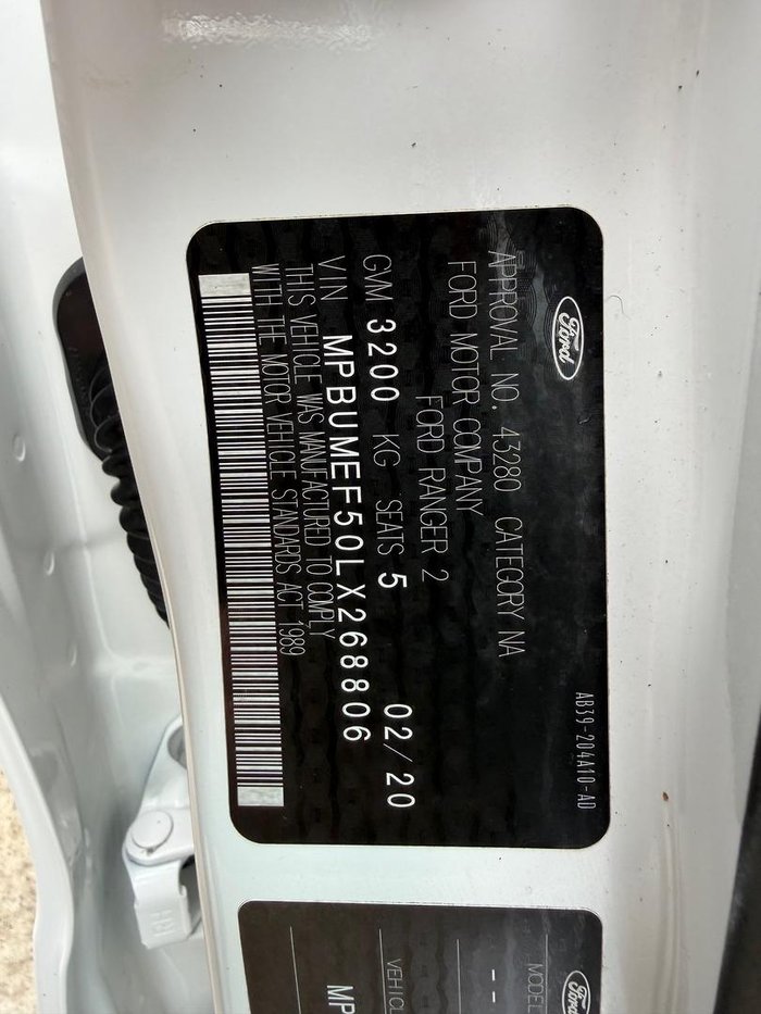 2020 Ford Ranger XL PX MkIII MY20.25 4X4 Dual Range Arctic White