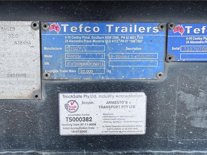 2008 Tefco Tandem B Double A Trailer
