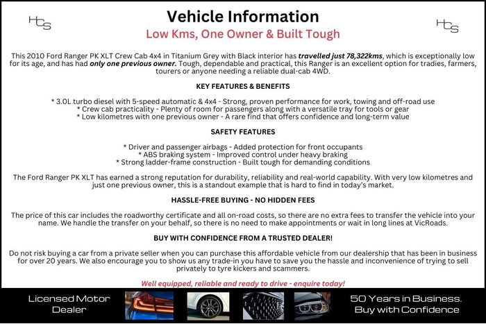 2010 Ford Ranger XLT PK 4X4 Titanium Grey