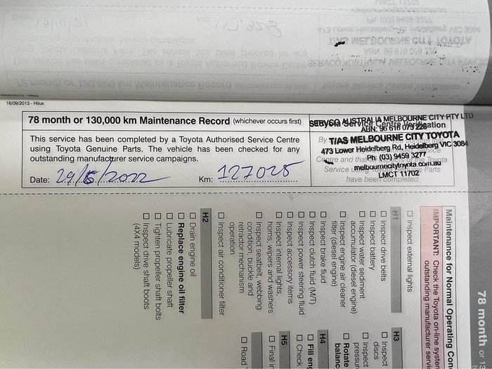 2014 Toyota Hilux SR5 KUN26R MY14 4X4 Dual Range Metal Storm